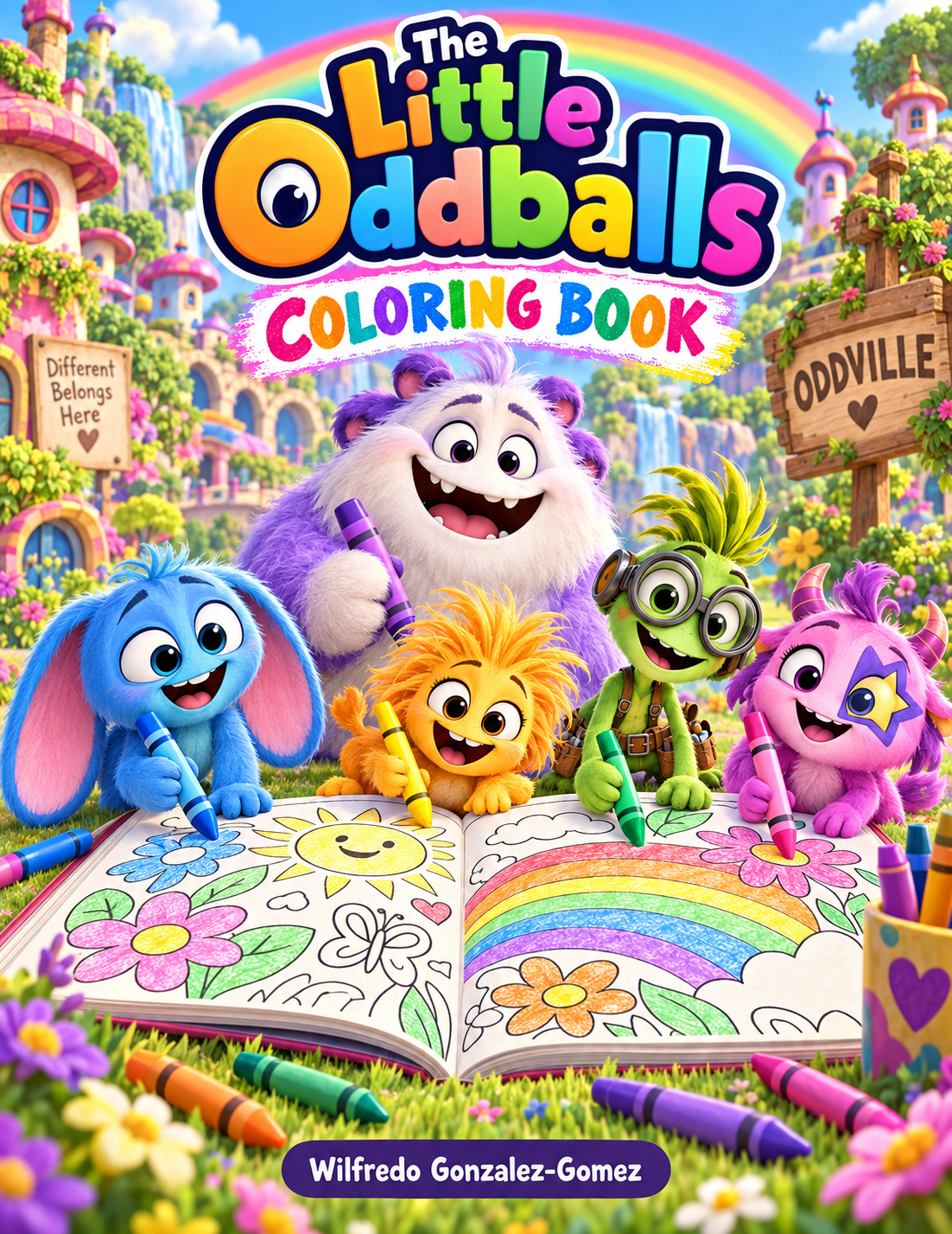 The Little Oddballs Coloring Book colorful cover featuring all five friends
